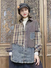 Denim Lapel Color Block Shirt